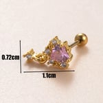 Pink / 1 Piece Simple Series  Heart Copper   Gold Color Zircon Women's Stud Earrings Picture3